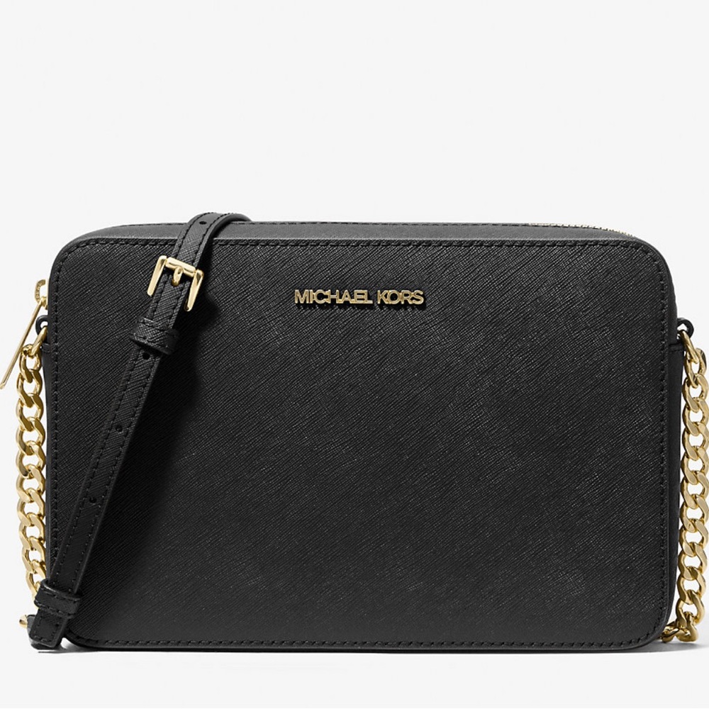 Michael Kors Jet Set Large Crossbody Black Saffiano Leather Bag, NWT